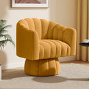Accent Chair Mid Century 360 Degree Swivel Chair,Modern Lounge Sofa round Barrel Chair with Wide Upholstered,Fluffy Velvet Fabric Chairs for Home Sofa Living Room/Bedroom/Waiting Room (Beige)
