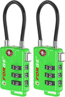 TSA Approved Cable Luggage Locks, Re-Settable Combination with Alloy Body, Black 2 Locks.