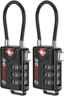 TSA Approved Cable Luggage Locks, Re-Settable Combination with Alloy Body, Black 2 Locks.