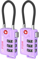 TSA Approved Cable Luggage Locks, Re-Settable Combination with Alloy Body, Black 2 Locks.