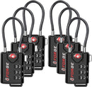 TSA Approved Cable Luggage Locks, Re-Settable Combination with Alloy Body, Black 2 Locks.