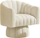 Accent Chair Mid Century 360 Degree Swivel Chair,Modern Lounge Sofa round Barrel Chair with Wide Upholstered,Fluffy Velvet Fabric Chairs for Home Sofa Living Room/Bedroom/Waiting Room (Beige)
