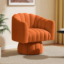 Accent Chair Mid Century 360 Degree Swivel Chair,Modern Lounge Sofa round Barrel Chair with Wide Upholstered,Fluffy Velvet Fabric Chairs for Home Sofa Living Room/Bedroom/Waiting Room (Beige)