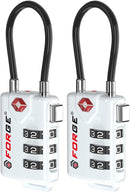 TSA Approved Cable Luggage Locks, Re-Settable Combination with Alloy Body, Black 2 Locks.