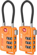 TSA Approved Cable Luggage Locks, Re-Settable Combination with Alloy Body, Black 2 Locks.
