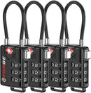 TSA Approved Cable Luggage Locks, Re-Settable Combination with Alloy Body, Black 2 Locks.