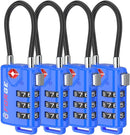 TSA Approved Cable Luggage Locks, Re-Settable Combination with Alloy Body, Black 2 Locks.