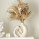 Snuggle Hollow Ceramic Vase Set of 2, Nordic Modern Boho Ins Style Decorative Ceramic Aesthetic Flower Vase for Home Decor (Milky White W 6.3" X H 8.4")