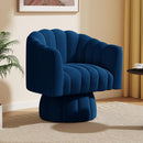 Accent Chair Mid Century 360 Degree Swivel Chair,Modern Lounge Sofa round Barrel Chair with Wide Upholstered,Fluffy Velvet Fabric Chairs for Home Sofa Living Room/Bedroom/Waiting Room (Beige)