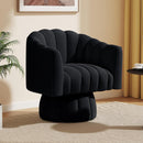 Accent Chair Mid Century 360 Degree Swivel Chair,Modern Lounge Sofa round Barrel Chair with Wide Upholstered,Fluffy Velvet Fabric Chairs for Home Sofa Living Room/Bedroom/Waiting Room (Beige)