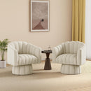 Accent Chair Mid Century 360 Degree Swivel Chair,Modern Lounge Sofa round Barrel Chair with Wide Upholstered,Fluffy Velvet Fabric Chairs for Home Sofa Living Room/Bedroom/Waiting Room (Beige)