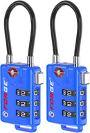 TSA Approved Cable Luggage Locks, Re-Settable Combination with Alloy Body, Black 2 Locks.