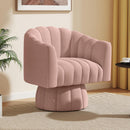 Accent Chair Mid Century 360 Degree Swivel Chair,Modern Lounge Sofa round Barrel Chair with Wide Upholstered,Fluffy Velvet Fabric Chairs for Home Sofa Living Room/Bedroom/Waiting Room (Beige)