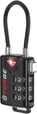 TSA Approved Cable Luggage Locks, Re-Settable Combination with Alloy Body, Black 2 Locks.