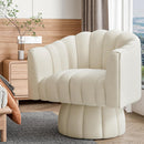 Accent Chair Mid Century 360 Degree Swivel Chair,Modern Lounge Sofa round Barrel Chair with Wide Upholstered,Fluffy Velvet Fabric Chairs for Home Sofa Living Room/Bedroom/Waiting Room (Beige)