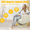 Accent Chair Mid Century 360 Degree Swivel Chair,Modern Lounge Sofa round Barrel Chair with Wide Upholstered,Fluffy Velvet Fabric Chairs for Home Sofa Living Room/Bedroom/Waiting Room (Beige)