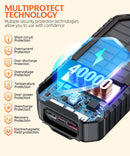 Solar Charger Power Bank 40000Mah Built in 4 Cables and Hand Crank, Portable Charger 22.5W Fast Charger 6 Outputs & 4 Inputs External Battery Pack with Bright Flashlight and Compass