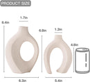 Snuggle Hollow Ceramic Vase Set of 2, Nordic Modern Boho Ins Style Decorative Ceramic Aesthetic Flower Vase for Home Decor (Milky White W 6.3" X H 8.4")