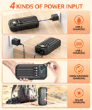 Solar Charger Power Bank 40000Mah Built in 4 Cables and Hand Crank, Portable Charger 22.5W Fast Charger 6 Outputs & 4 Inputs External Battery Pack with Bright Flashlight and Compass