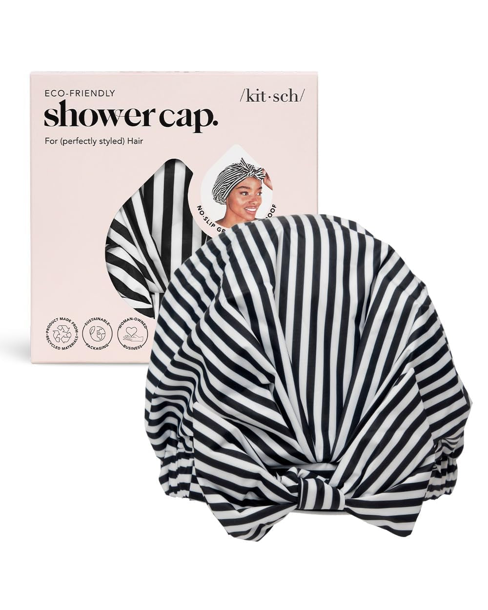 Luxury Shower Caps for Women Reusable Waterproof - Flexi Satin Lined, Large Shower Cap for Men, Non-Slip, Quick-Dry, Adjustable, Stylish Hair Cap for Long & Short Hair - Terracotta Checker