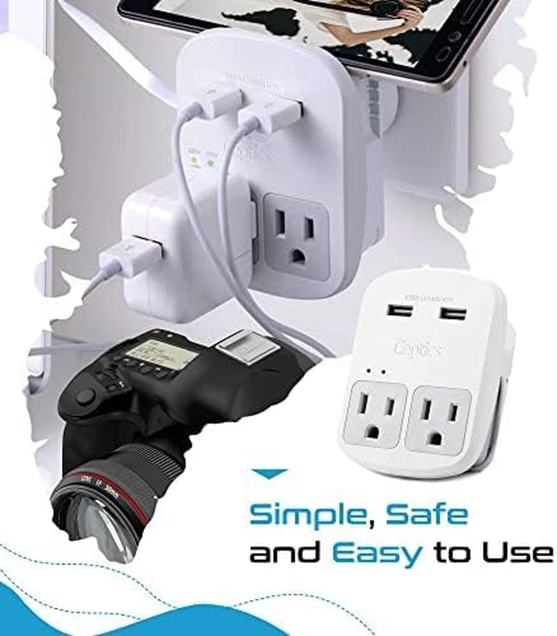 Universal Travel Adapter Kit – 2 USA Sockets, 1X USB-A & C, 1X PD 35W Type C Port and Cable, Surge Protected, Plugs for EU, UK, China, AU, Japan - Use with Laptop, Phones, Cameras - ETL Tested