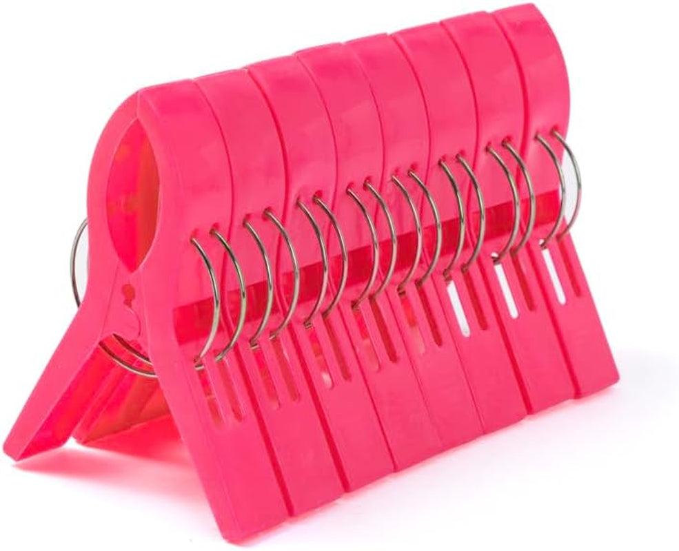Beach Towel Clips Chair Clips Towel Holder,Plastic Clothes Pegs Hanging Clip Clamps, Yellow,Blue,Green,Red (Pack of 8)