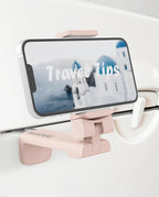 Airplane Travel Essentials Phone Holder, Universal Handsfree Phone Mount for Flying with 360 Degree Rotation, Accessory for Airplane, Travel Must Haves Phone Stand for Desk, Tray Table
