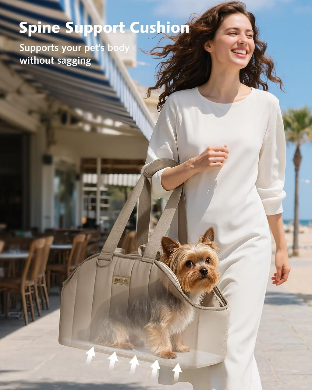 ​​ Dog Purse Carrier, Lightweight Dog Carriers for Small Dogs with Large Pockets, Dog Soft-Sided Carriers up to 9Lbs, Pet Carrier for Puppy Cat Rabbit, Suitable for Travel, Subway, Khaki
