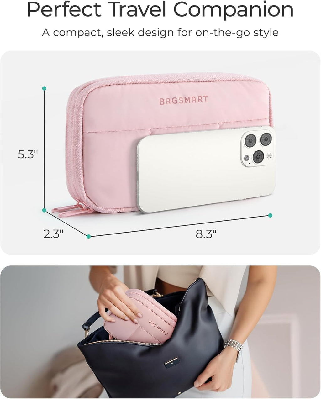 Electronics Organizer Travel Case, Cord Organizer for Travel, Travel Essentials for Women, Cable Organizer Pouch, Tech Organizer as Travel Accessories for Charger, Phone, Beige