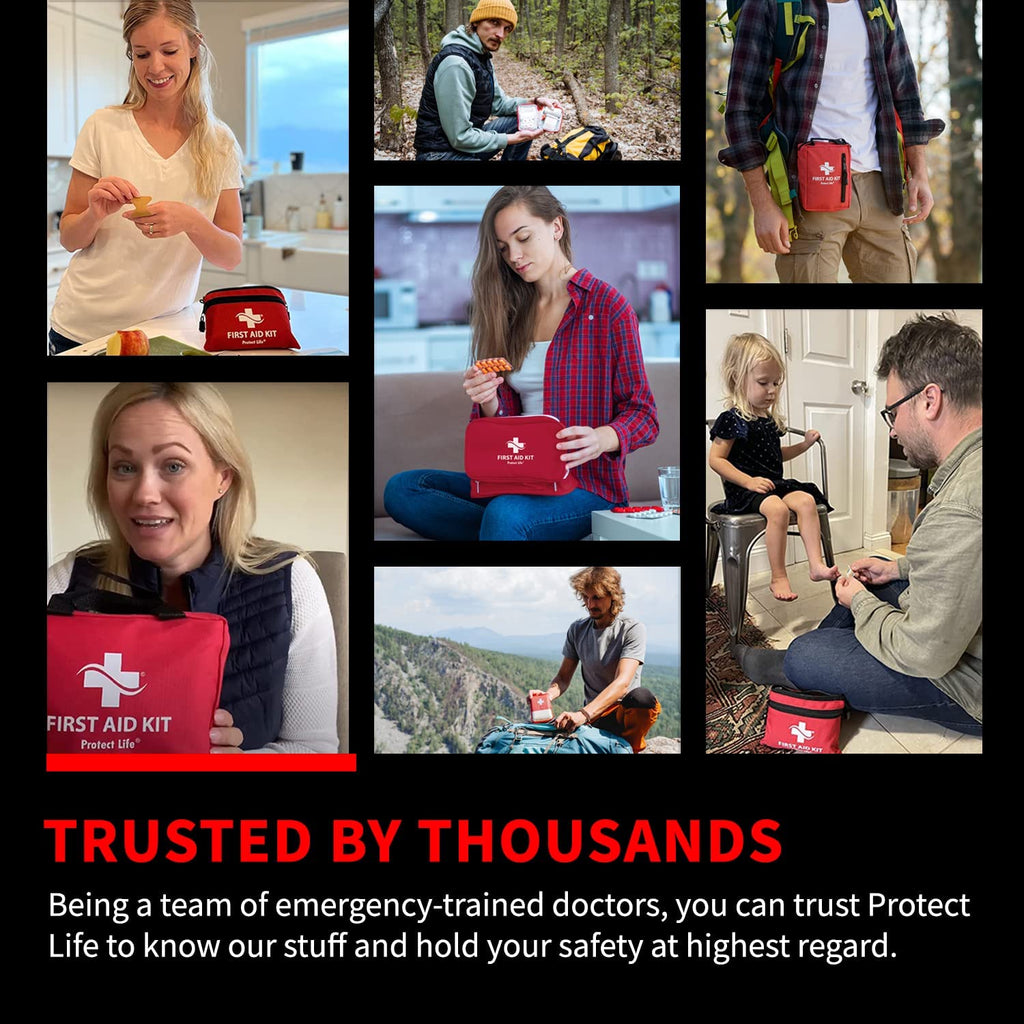 First Aid Kit for Home/Business, HSA/FSA Eligible Emergency Kit | Mini Travel First Aid Kit | Camping First Aid Kit Hiking | Small First Aid Kit for Car | Survival Medical Kit - 100Pcs