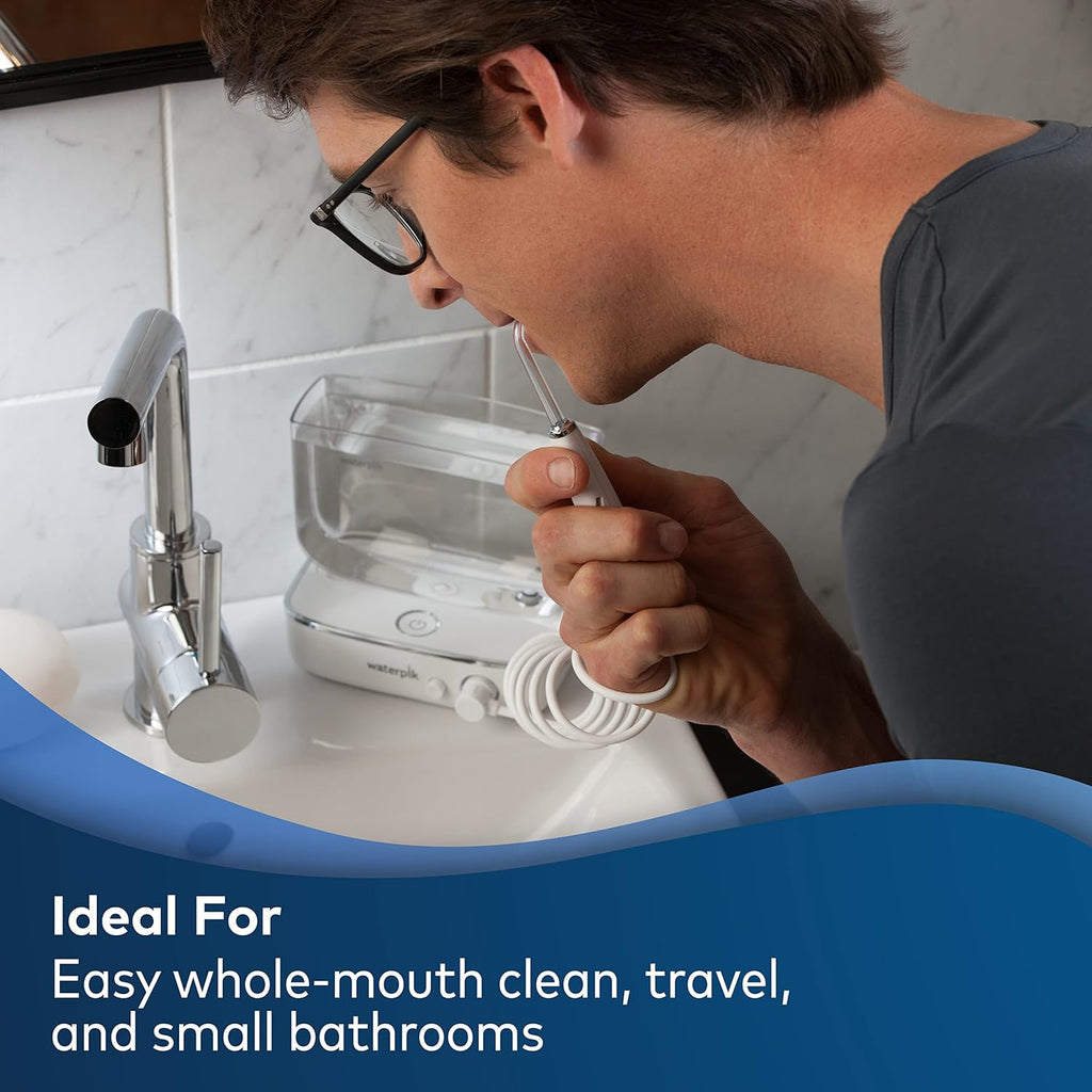 Sidekick Portable Water Flosser, Perfect for Travel & Home, ADA Accepted, White/Chrome WF-04