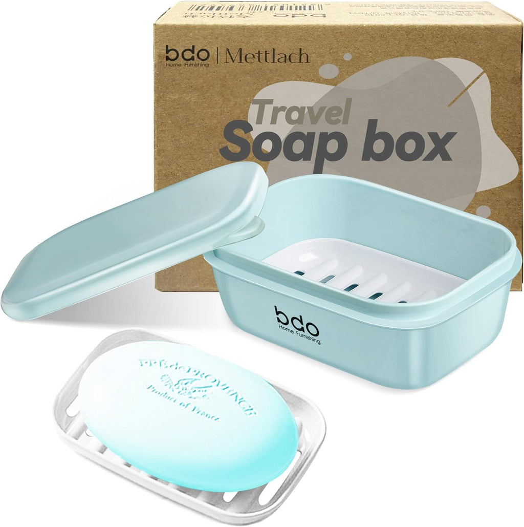 Travel Soap Case, Leakproof Soap Container with Lid, Portable Bar Soap Holder for Traveling, Soap Dish for Bathroom, Shower, Gym, School, Camping, Vacation, Outdoor-Transparent-Black