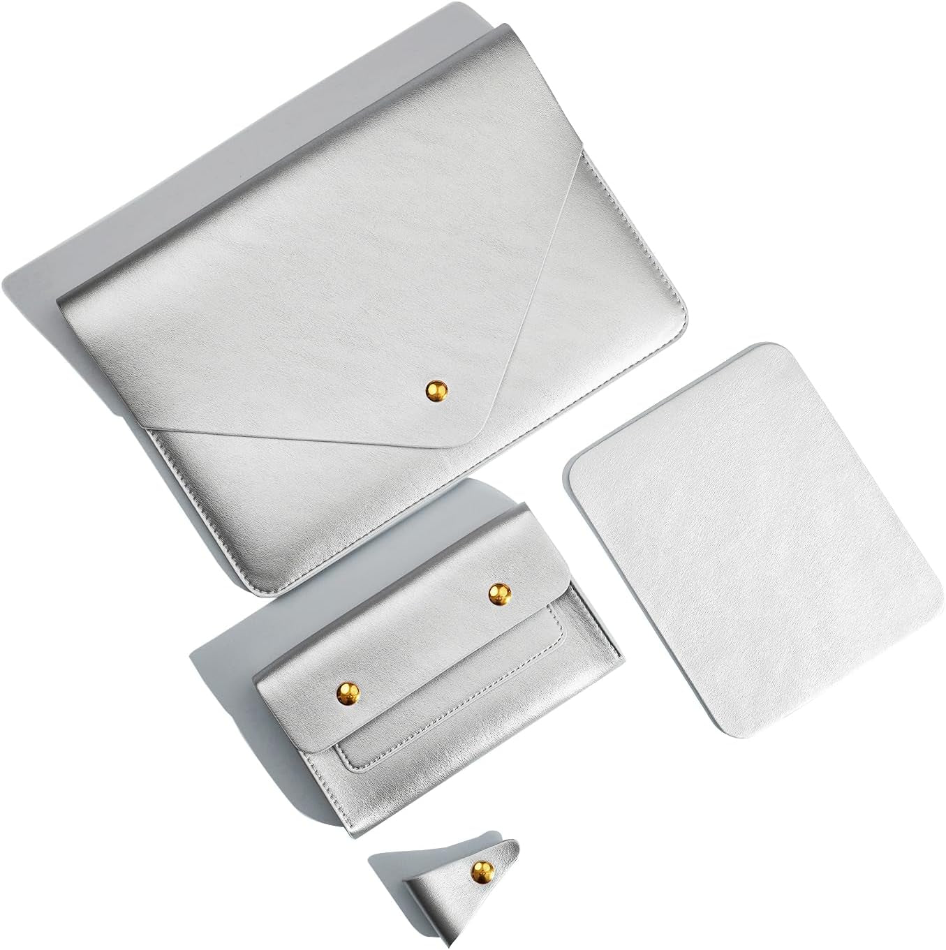 PU Leather Laptop Sleeve 16 Inch Compatible with New Macbook Pro 16 A2991 A2780, Macbook Pro 15, Surface Book 15, Dell XPS 15 with Small Pouch, Mouse Pad and Cord Organizer Color Khaki