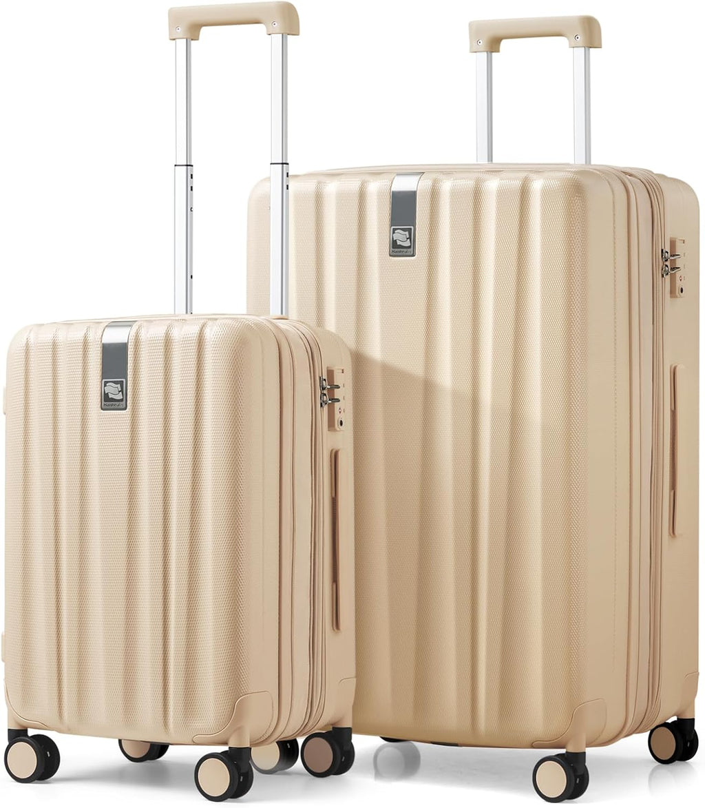 20 Inch Expandable Carry on Luggage 22X14X9 Airline Approved Lightweight PC Hard Shell Suitcases with Wheels Tsa Luggage Rolling Suitcase Travel Luggage Bag for Weekender(Cuba Sand Pink)