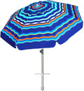 7Ft Heavy Duty High Wind Beach Umbrella Parasols with Sand Anchor & Tilt Sun Shelter, UV 50+ Protection Outdoor Sunshade Umbrellas Carry Bag for Patio Garden Pool Backyard Stripe Blue
