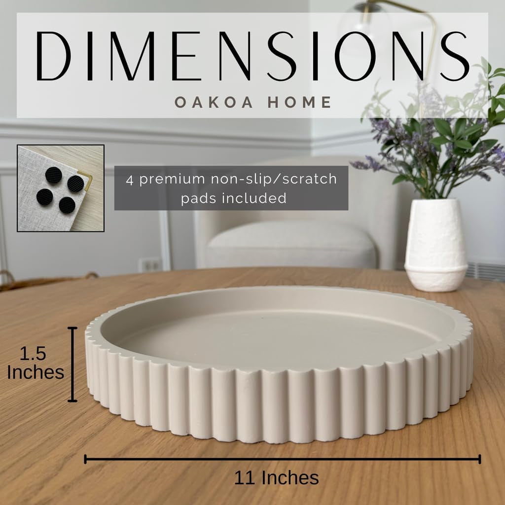 round Decorative Tray for Coffee Table Tray Decor - Concrete round Tray Home Decor Tray - Coffee Table Decor - Table Trays Decorative - Centerpiece Tray