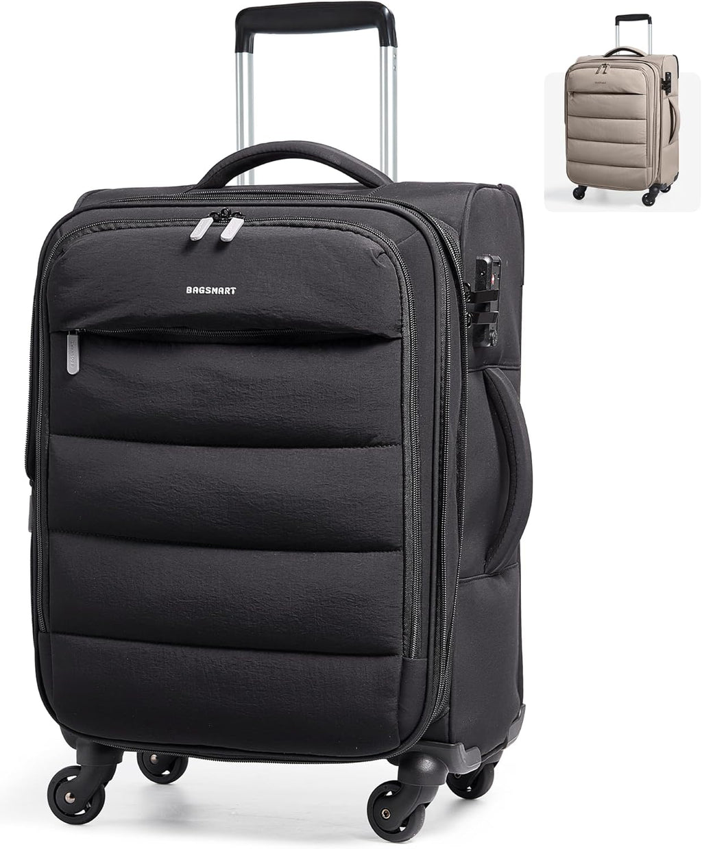 Underseat Carry on Luggage with Wheels, Soft Small Travel Luggage with PVC Wet/Dry Pockets, Lightweight Soft Personal Item Suitcase for Short Trip,Camer