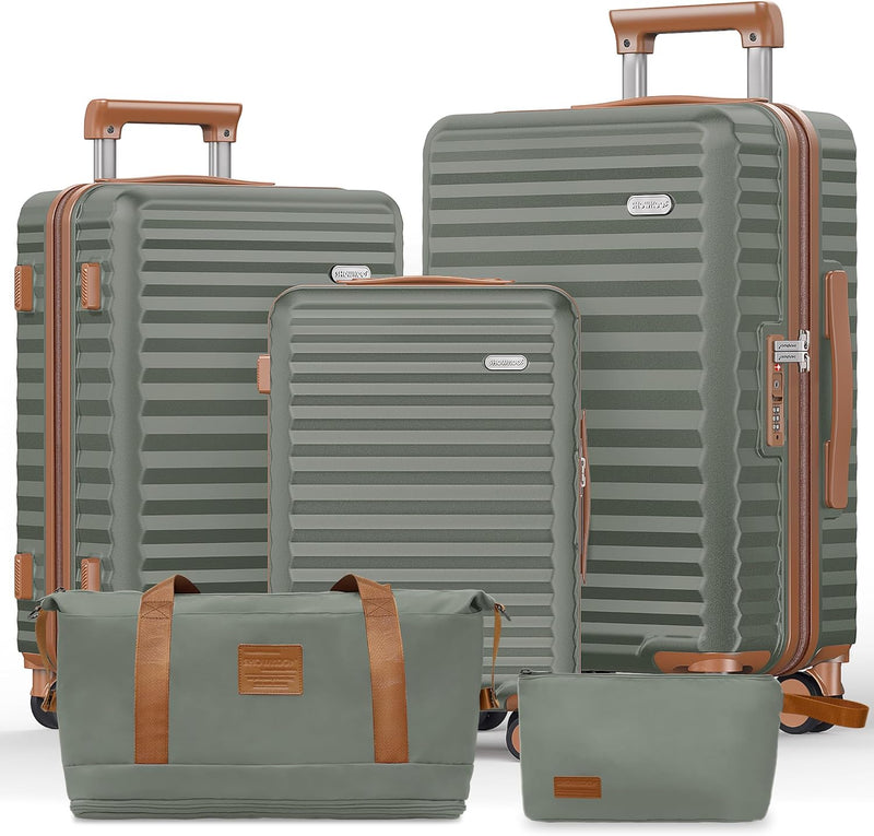 Luggage Sets 3 Piece Hardside Expandable Suitcase with Double Spinner Wheels Tsa Lock Green (20In/24In/28In)