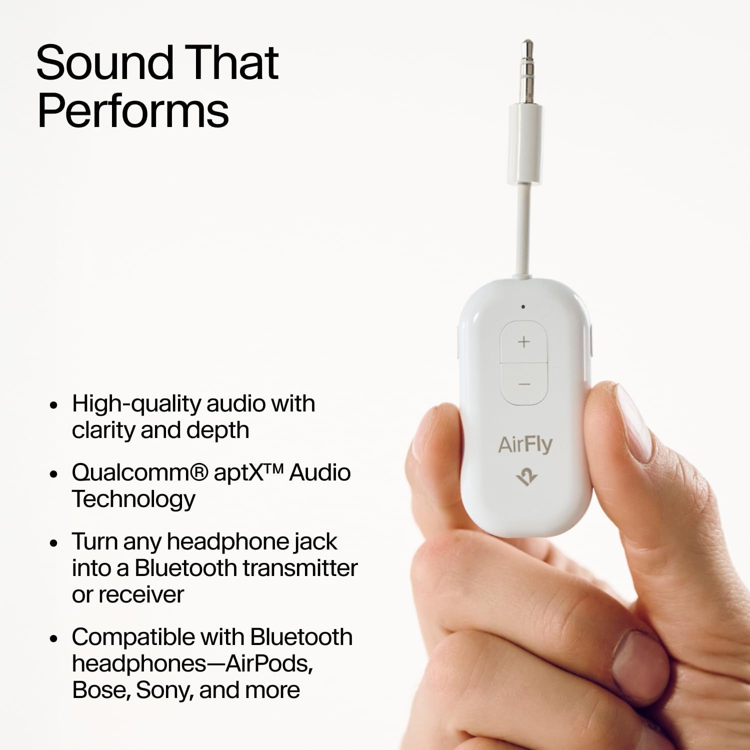 Airfly Pro 2 – Bluetooth Adapter for Airplane, Pair 2 Airpods or Wireless Headphones – 3.5Mm AUX Bluetooth Transmitter and Receiver for Cars, Boats, Treadmills, Tvs & More – Airplane Travel Essentials