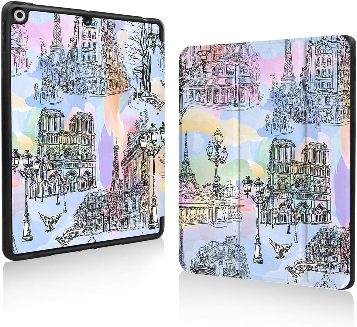 Case for Ipad 9Th/8Th/7Th Generation,Ipad 10.2 Inch Case Smart Folio Ipad 2021/2020/2019 Cover,Trifold Stand,Pencil Holder,Auto Sleep/Wake Up,Cute Aesthetic Designed,Romantic Paris