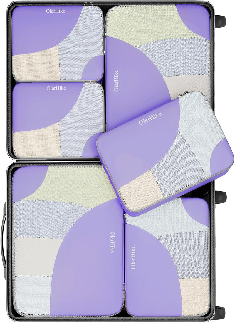 6 Set Packing Cubes for Travel, 3 Various Sizes(Large,Medium,Small), Luggage Organizer Bags for Travel Accessories Travel Essentials, Travel Cubes for Carry on Suitcases (Cream)