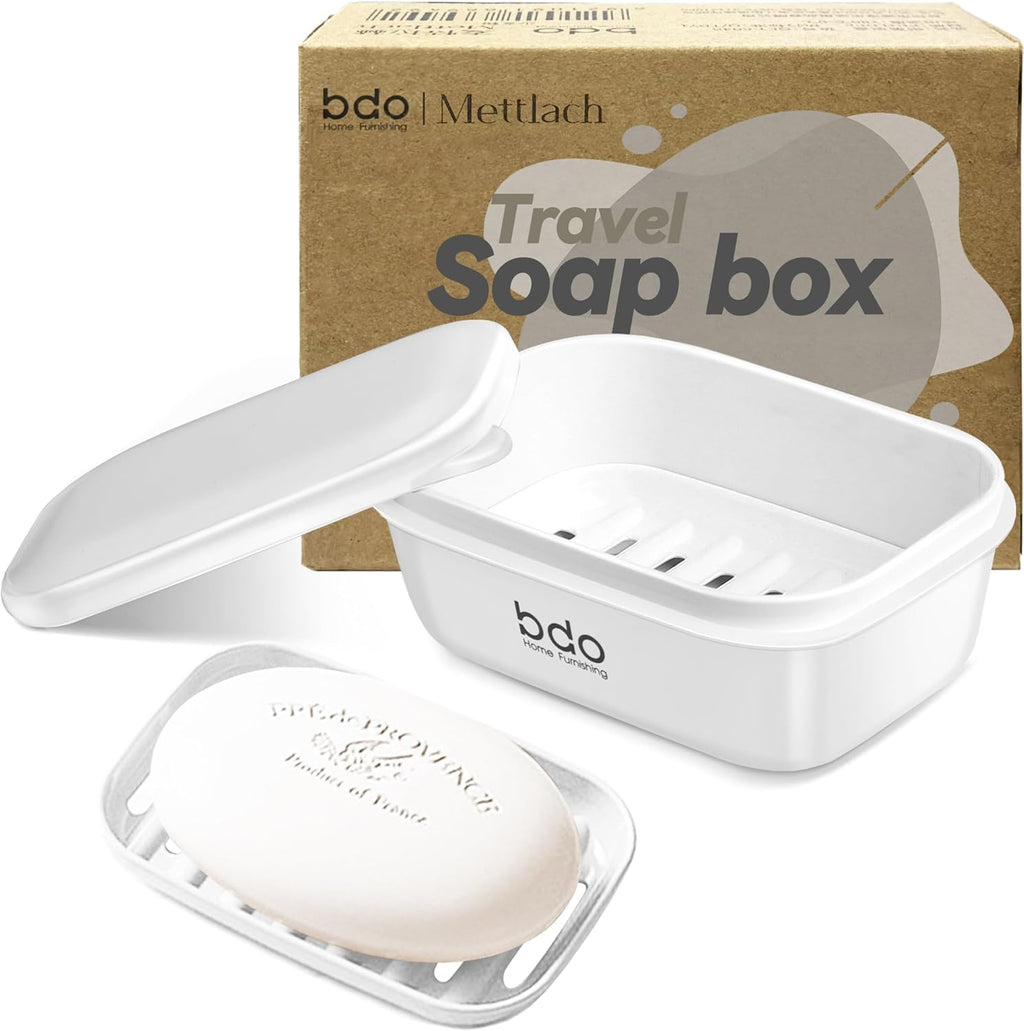 Travel Soap Case, Leakproof Soap Container with Lid, Portable Bar Soap Holder for Traveling, Soap Dish for Bathroom, Shower, Gym, School, Camping, Vacation, Outdoor-Transparent-Black