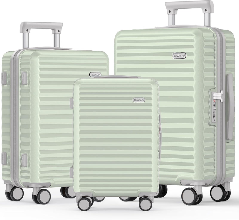 Luggage Sets 3 Piece Hardside Expandable Suitcase with Double Spinner Wheels Tsa Lock Green (20In/24In/28In)
