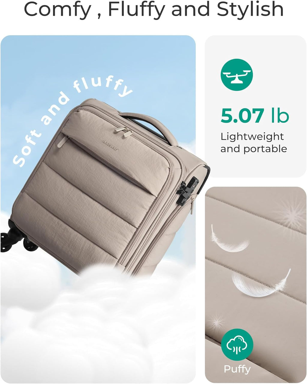 Underseat Carry on Luggage with Wheels, Soft Small Travel Luggage with PVC Wet/Dry Pockets, Lightweight Soft Personal Item Suitcase for Short Trip,Camer