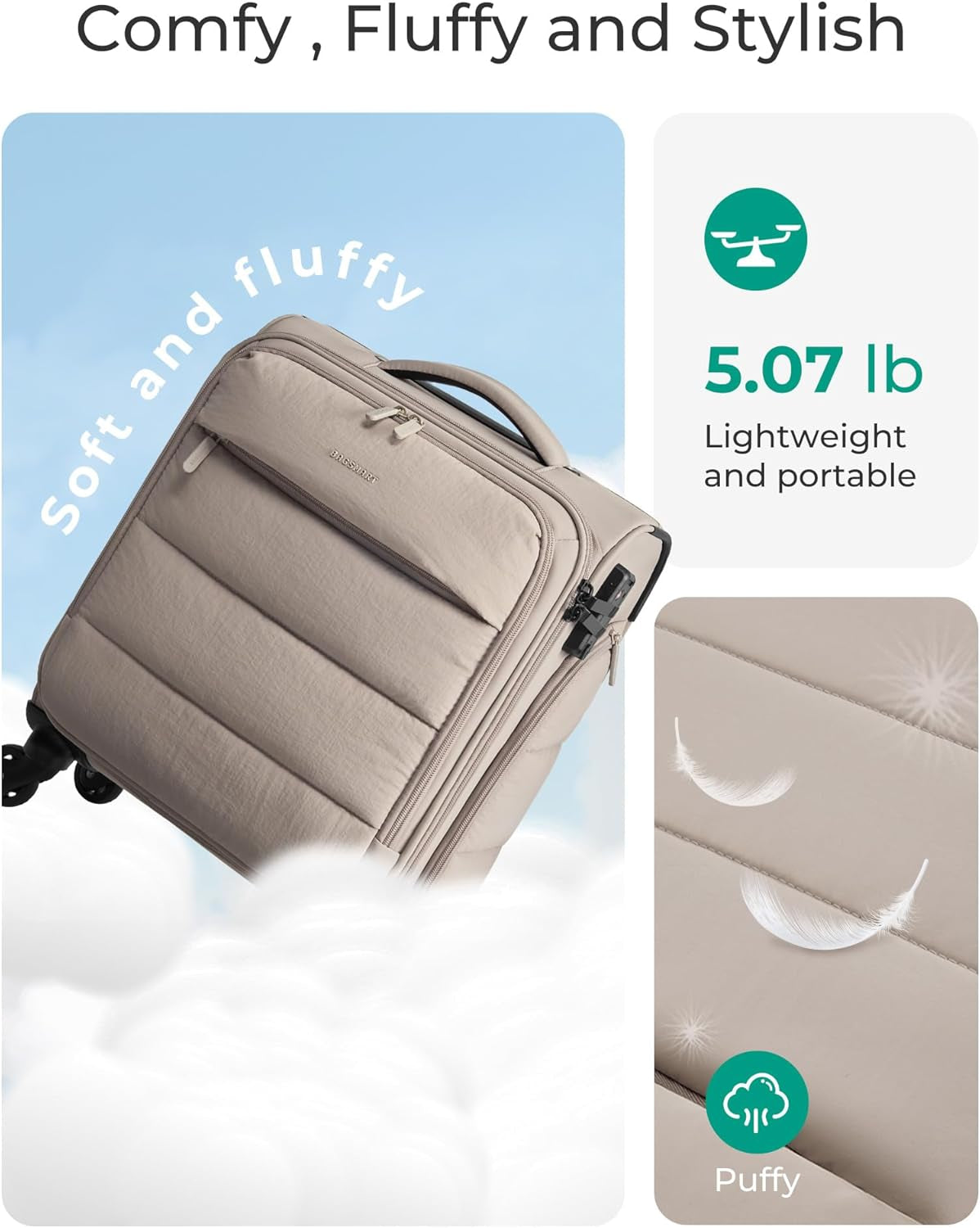 Underseat Carry on Luggage with Wheels, Soft Small Travel Luggage with PVC Wet/Dry Pockets, Lightweight Soft Personal Item Suitcase for Short Trip,Camer