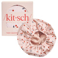 Luxury Shower Caps for Women Reusable Waterproof - Flexi Satin Lined, Large Shower Cap for Men, Non-Slip, Quick-Dry, Adjustable, Stylish Hair Cap for Long & Short Hair - Terracotta Checker