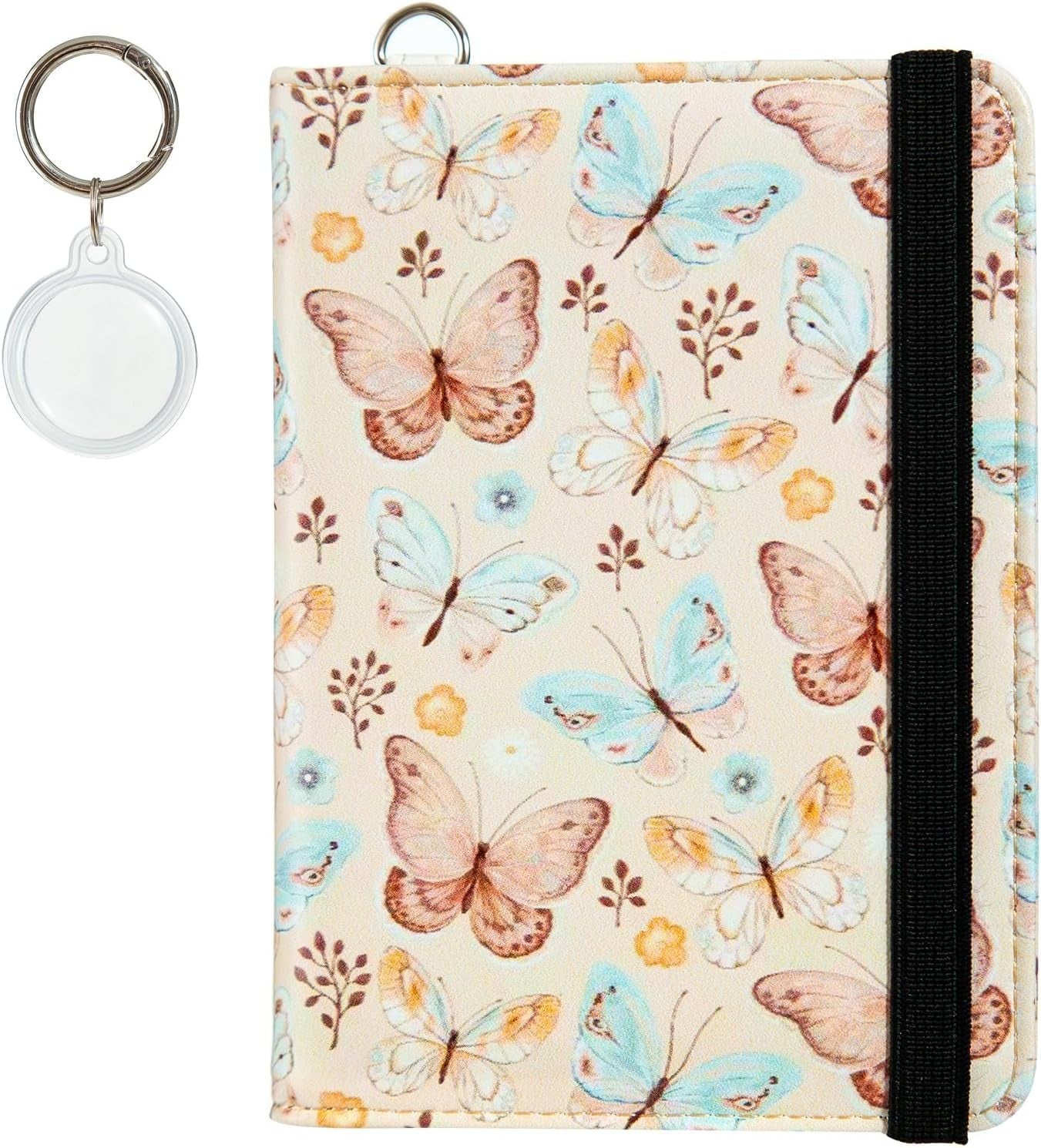 Airtag Passport Holder,Cute Travel Wallet RFID Blocking Anti-Lost Travel Essentials Family Passport Protector Case Credit Card Slots for Women(Eiffel Tower(With Airtag Holder))