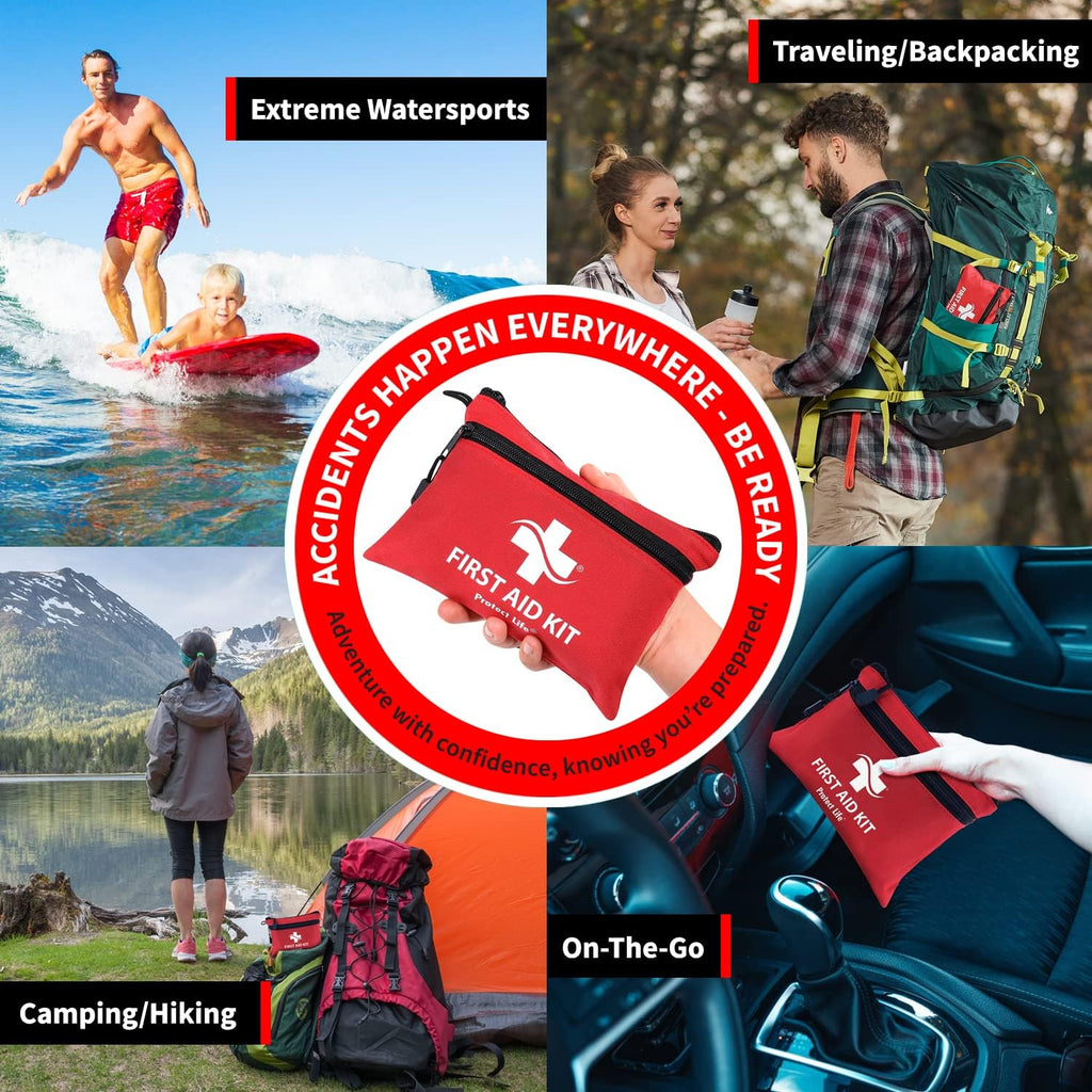 First Aid Kit for Home/Business, HSA/FSA Eligible Emergency Kit | Mini Travel First Aid Kit | Camping First Aid Kit Hiking | Small First Aid Kit for Car | Survival Medical Kit - 100Pcs