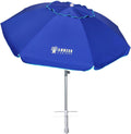 7Ft Heavy Duty High Wind Beach Umbrella Parasols with Sand Anchor & Tilt Sun Shelter, UV 50+ Protection Outdoor Sunshade Umbrellas Carry Bag for Patio Garden Pool Backyard Stripe Blue