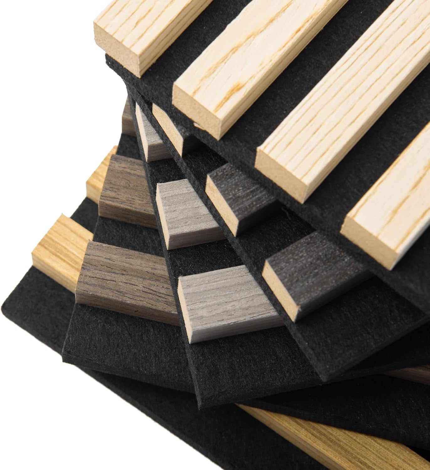 2-Pack 108" X 12" Acoustic Wood Panels for Wall, Soundproof Wood Slat Panel for Wall and Ceiling, 3D Fluted Sound Absorbing Paneling for Interior Wall Decor, Living Room, Bedroom - Blackwood
